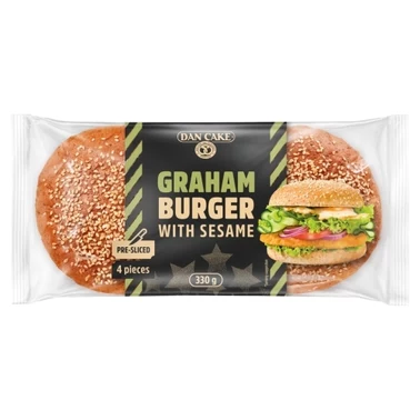 Dan Cake Bułki pszenne z sezamem do hamburgerów 330 g (4 x 82,5 g) - 0