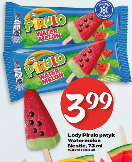 Pirulo Water Melon Lody wodne o smaku arbuzowym i jabłkowym 73 ml