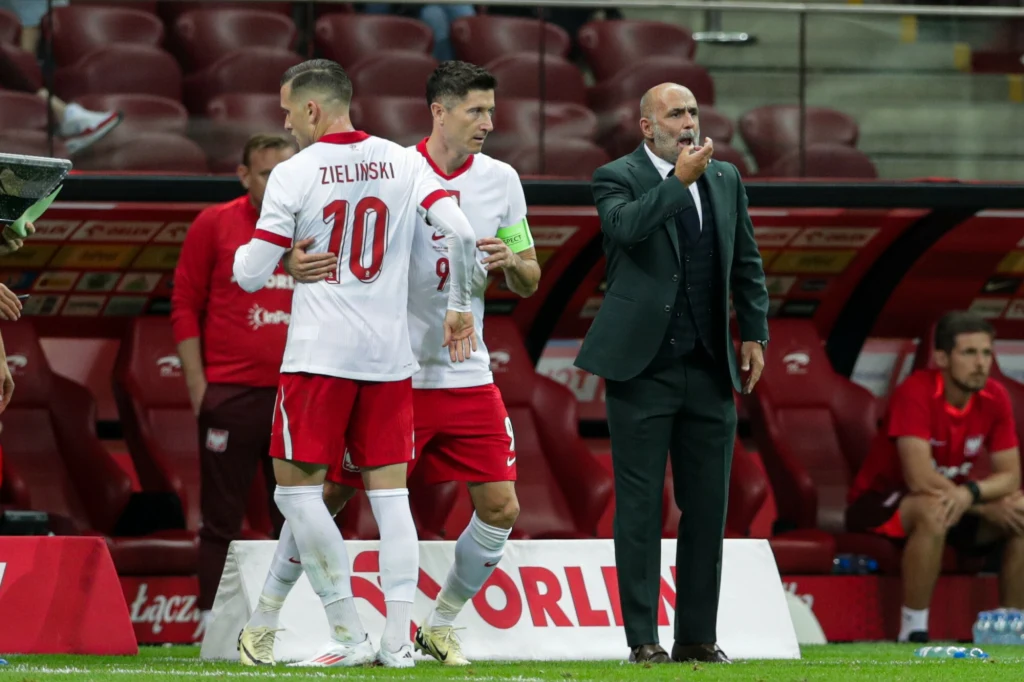 Piotr Zieliński, Robert Lewandowski, Michał Probierz Piotr Zieliński, Robert Lewandowski, Michał Probierz