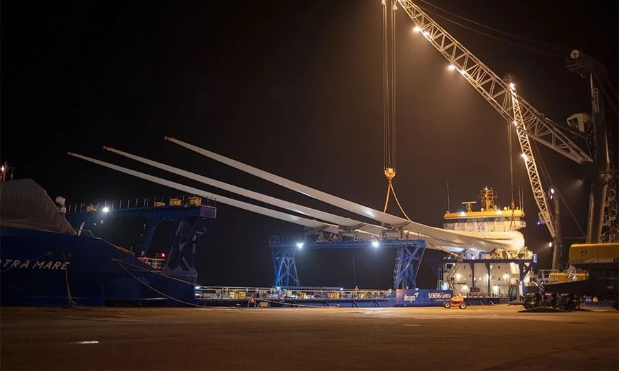 Największa turbina wiatrowa Siemens Gamesa w trakcie testów w Danii.