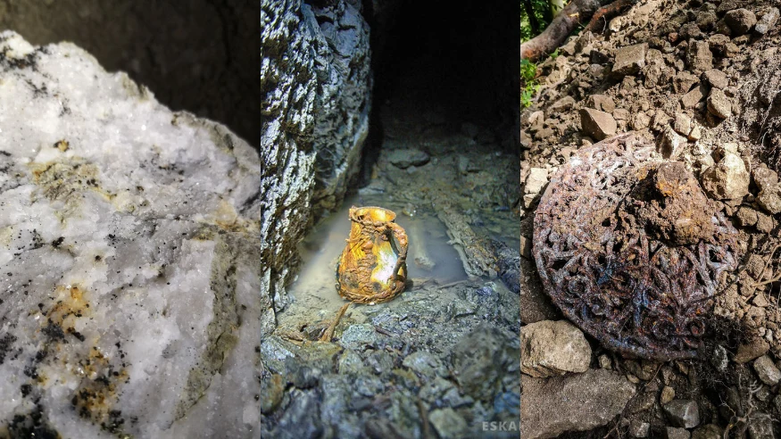 W podziemnych korytarzach odkryto mnóstwo reliktów, niektóre datowane są na XIV wiek. W kopalni są też różne minerały. W podziemnych korytarzach odkryto mnóstwo reliktów, niektóre datowane są na XIV wiek. W kopalni są też różne minerały.