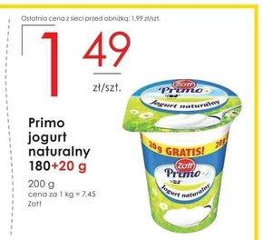 Zott Primo Jogurt naturalny 200 g niska cena