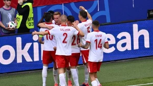 Reprezentanci Polski podczas meczu z Holandią