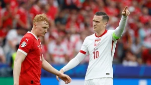 Nicolas Seiwald i Piotr Zieliński podczas meczu Polska - Austria
