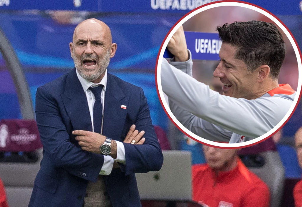 Reprezentacja Polski. Na zdjęciu selekcjoner "Biało-Czerwonych" Michał Probierz oraz kapitan Robert Lewandowski podczas Euro 2024