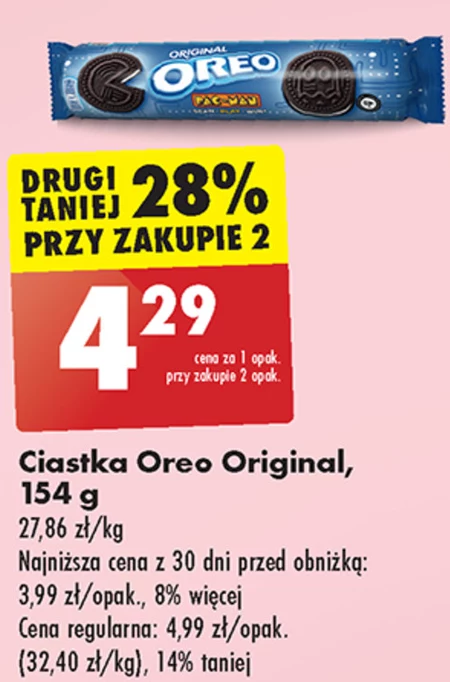Oreo Ciastka kakaowe z nadzieniem o smak waniliowym 154 g 