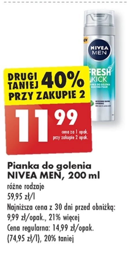 Nivea MEN Fresh Kick Pianka DO Golenia 200 ml