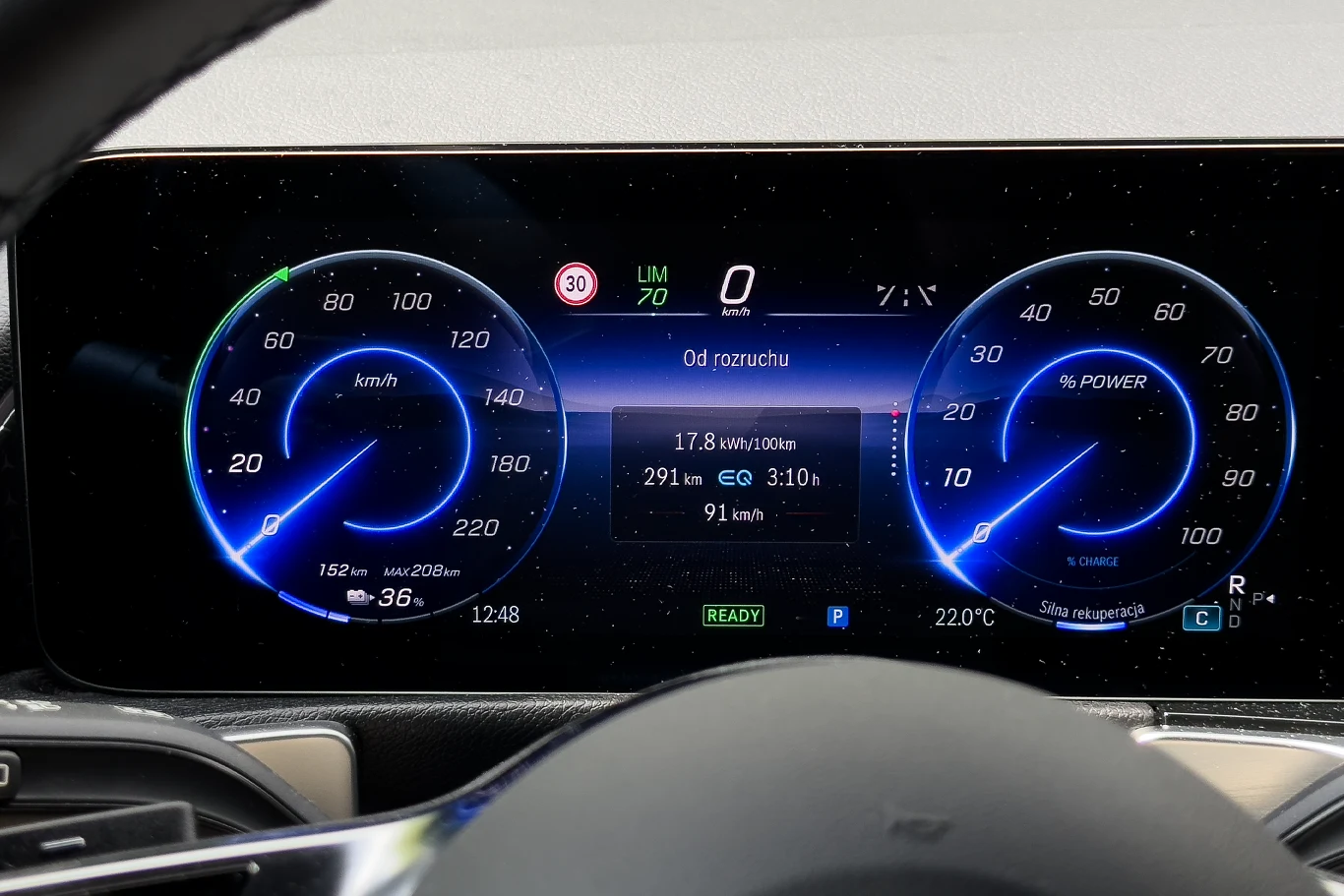 Zużycie energii w Mercedesie EQB 250+ na trasie z Warszawy do Krakowa