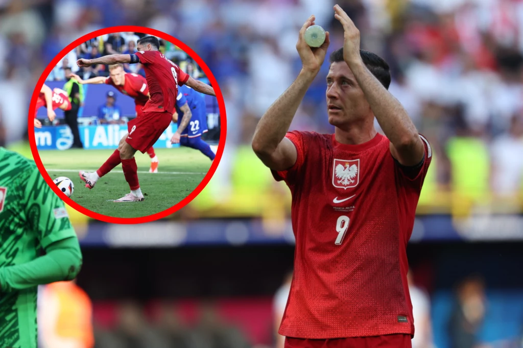 Robert Lewandowski strzelił bramkę z rzutu karnego w meczu Francja - Polska Robert Lewandowski strzelił bramkę z rzutu karnego w meczu Francja - Polska