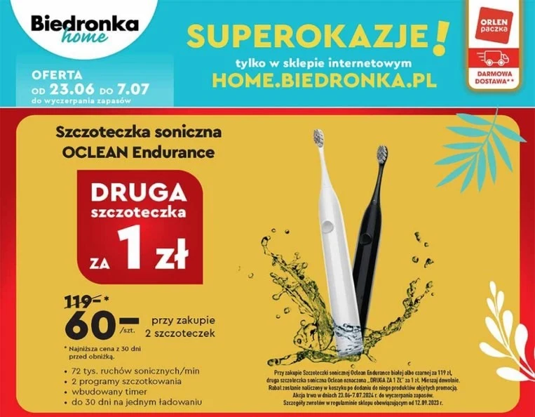 Szczoteczka soniczna za 1 zł na Biedornka Home! Szczoteczka soniczna za 1 zł na Biedornka Home!