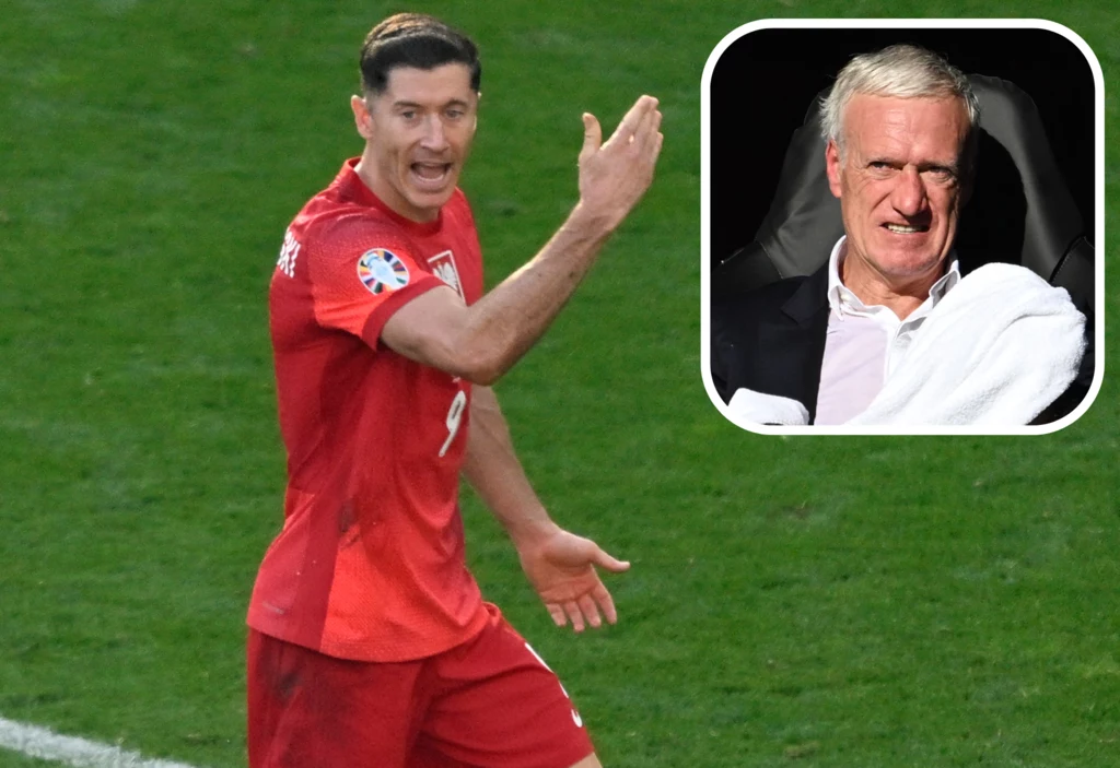 Euro 2024: Polska - Francja. Na zdjęciu Robert Lewandowski oraz Didier Deschamps