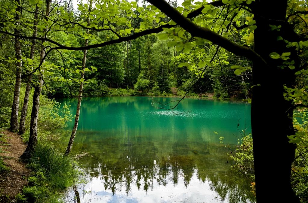 Kolorowe jezioro w Rudawach Janowickich