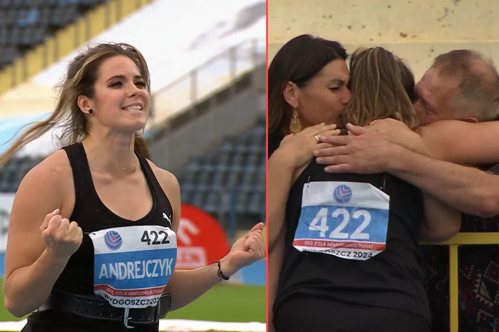 Maria Andrejczyk i jej radość po kapitalnym rzucie na blisko 64 metry Maria Andrejczyk i jej radość po kapitalnym rzucie na blisko 64 metry