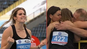 Maria Andrejczyk i jej radość po kapitalnym rzucie na blisko 64 metry