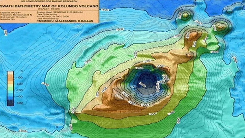 Zobrazowanie podmorskiego wulkanu Kolumbo na Morzu Egejskim