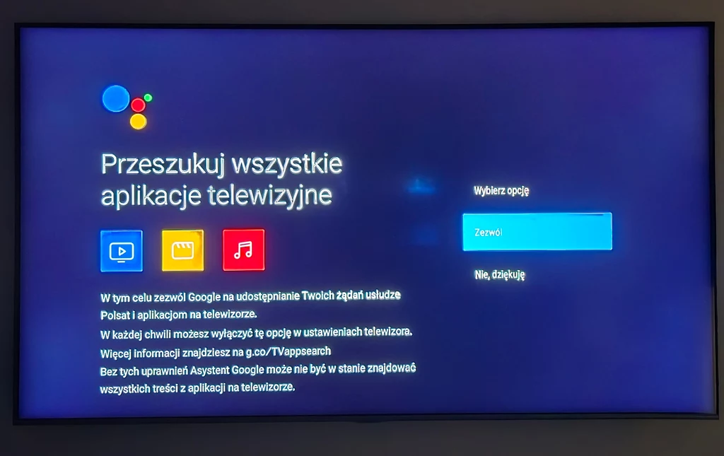 W kolejnych krokach wybieramy usługi Google, z których chcemy korzystać w Polsat Soundbox.