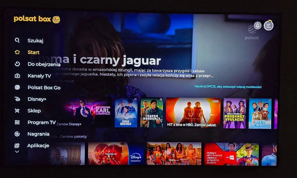 Polsat soundbox 4K ma menu podobne do tego z innych dekoderów Polsat Box.