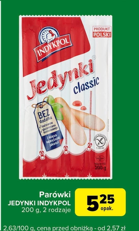 Indykpol Parówki Jedynki classic 200 g