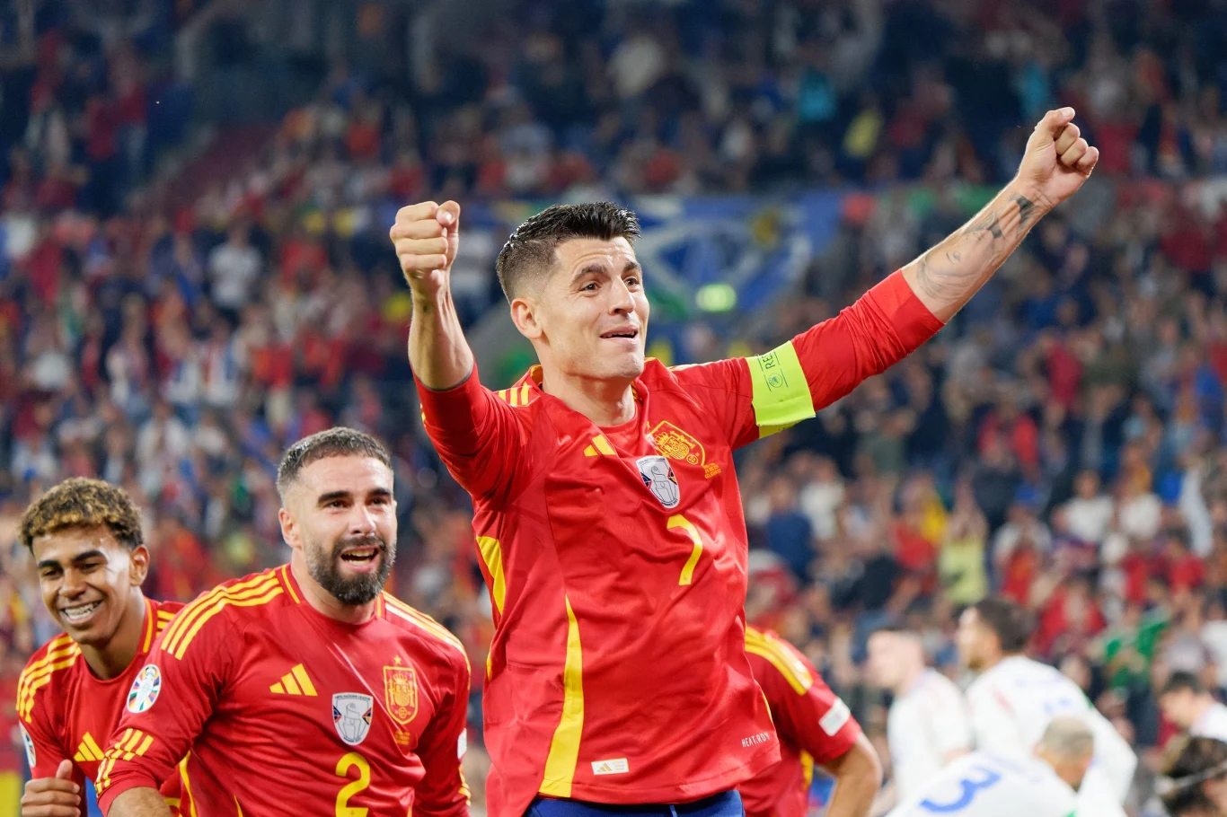 Alvaro Morata podczas meczu z Włochami na Euro 2024