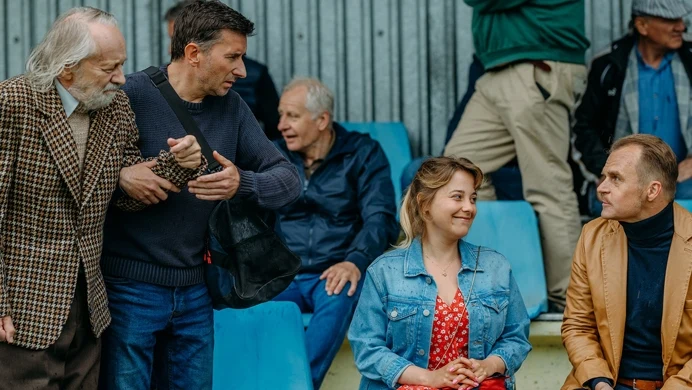 Krzysztof Stroiński, Jacek Borusiński, Julia Chętnicka i Piotr Rogucki w scenie z "Wróbla" Krzysztof Stroiński, Jacek Borusiński, Julia Chętnicka i Piotr Rogucki w scenie z "Wróbla"