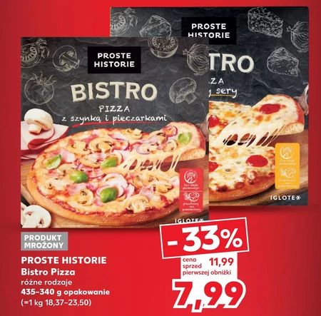 Proste Historie Bistro Pizza z szynką i pieczarkami 420 g