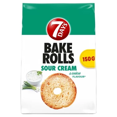 7 Days Bake Rolls Chrupki chlebowe o smaku śmietanowo cebulowym 150 g - 0