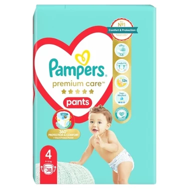 Pampers Premium Care Pieluchomajtki, rozmiar 4, 38 sztuk, 9kg-15kg - 0