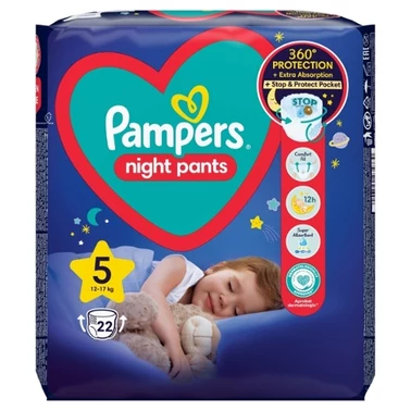 Pampers Night Pants Pieluchomajtki rozmiar 5, 22 pieluszek, 12kg-17kg - 0