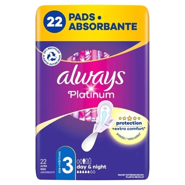 Always Platinum Podpaski ze skrzydełkami Day & Night, 22 sztuk - 0