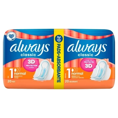 Always Podpaski ze skrzydełkami Classic Normal (rozmiar 1) x20 - 2