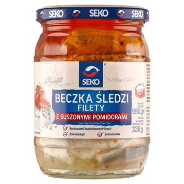 SEKO Beczka śledzi Filety z suszonymi pomidorami 550 g - 1