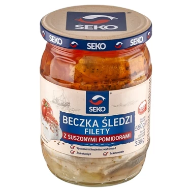 SEKO Beczka śledzi Filety z suszonymi pomidorami 550 g - 0