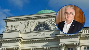Prof. Marek Konarzewski, prezes Polskiej Akademii Nauk w tle Polska Akademia Nauk.