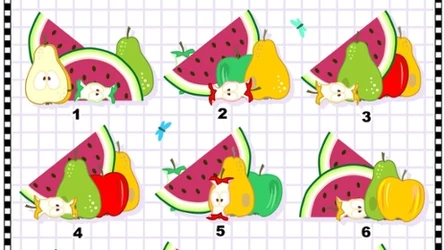 Wśród obrazków kryją się dwa identyczne zestawy owoców