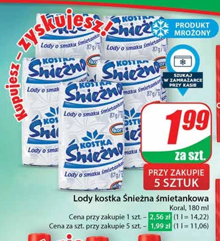 Koral Kostka Śnieżna Lody o smaku śmietankowym 180 ml