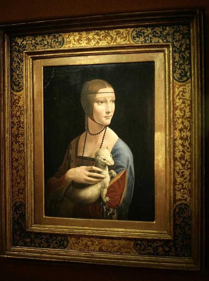 Obraz "Dama z gronostajem" albo "Dama z łasiczką" pędzla Leonardo da Vinci Obraz "Dama z gronostajem" albo "Dama z łasiczką" pędzla Leonardo da Vinci