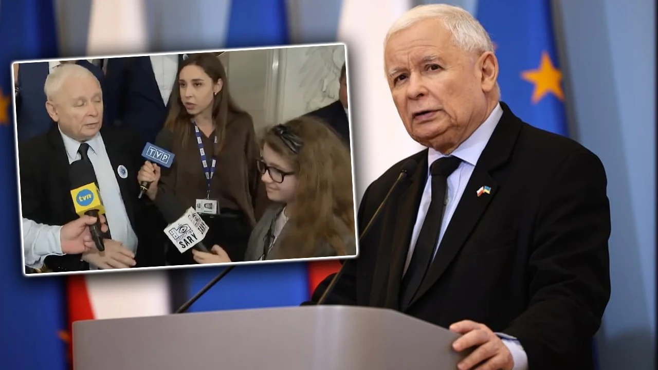 Jarosław Kaczyński w rozmowie z 10-letnią Sarą Jarosław Kaczyński w rozmowie z 10-letnią Sarą
