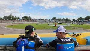 Marcin Nowak i Nicki Pedersen przed meczem Stali Rzeszów z Wybrzeżem Gdańsk.