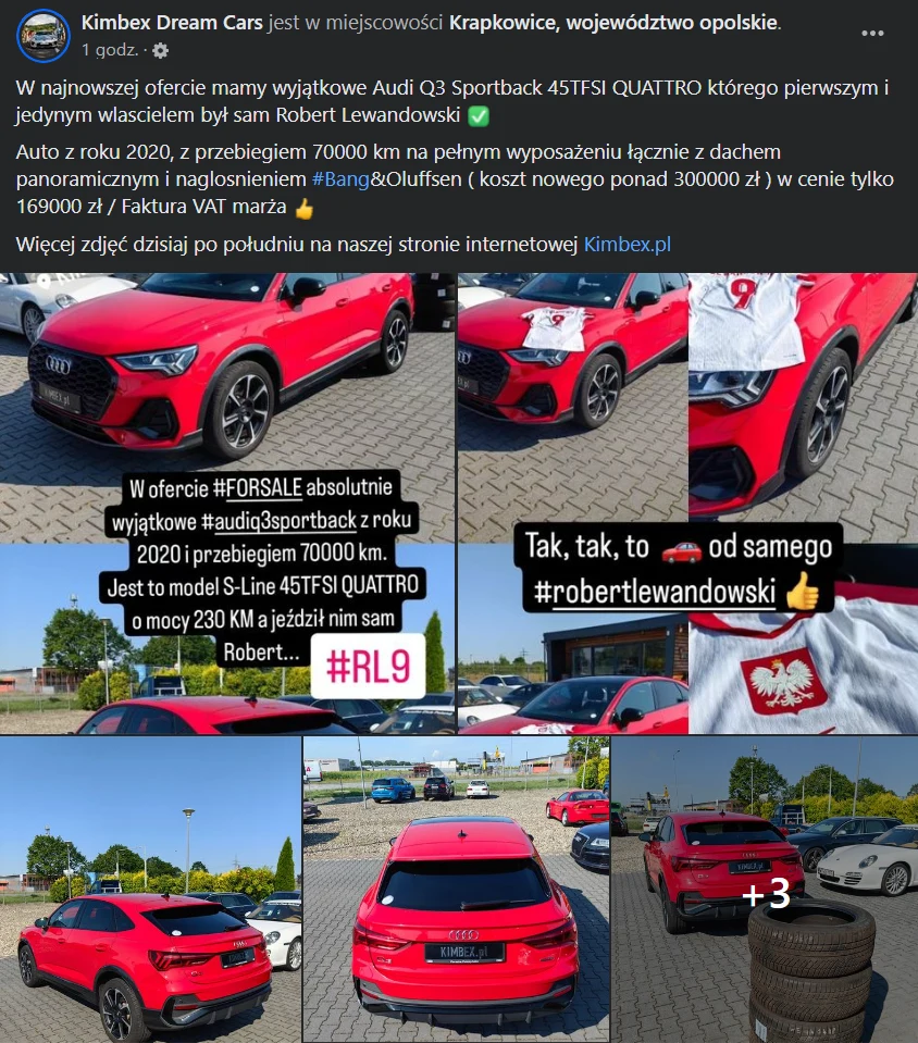 Audi po Robercie Lewandowskim trafiło na sprzedaż. Kilka lat temu kosztowało krocie/Facebook/Kimbex Dream Cars