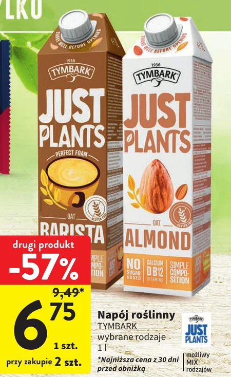 Tymbark Just Plants Napój owies barista 1 l
