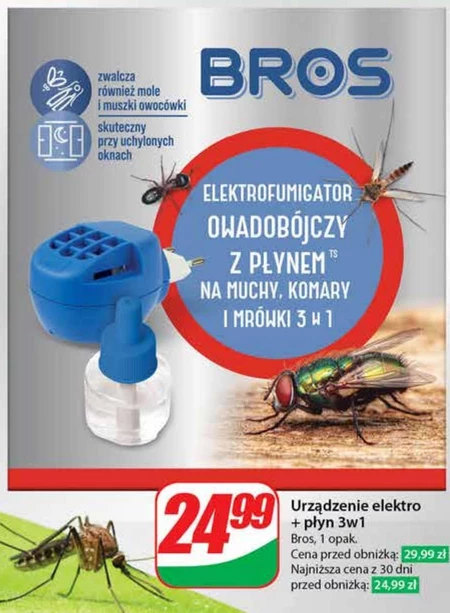 Elektrofumigator na muchy z płynem Bros