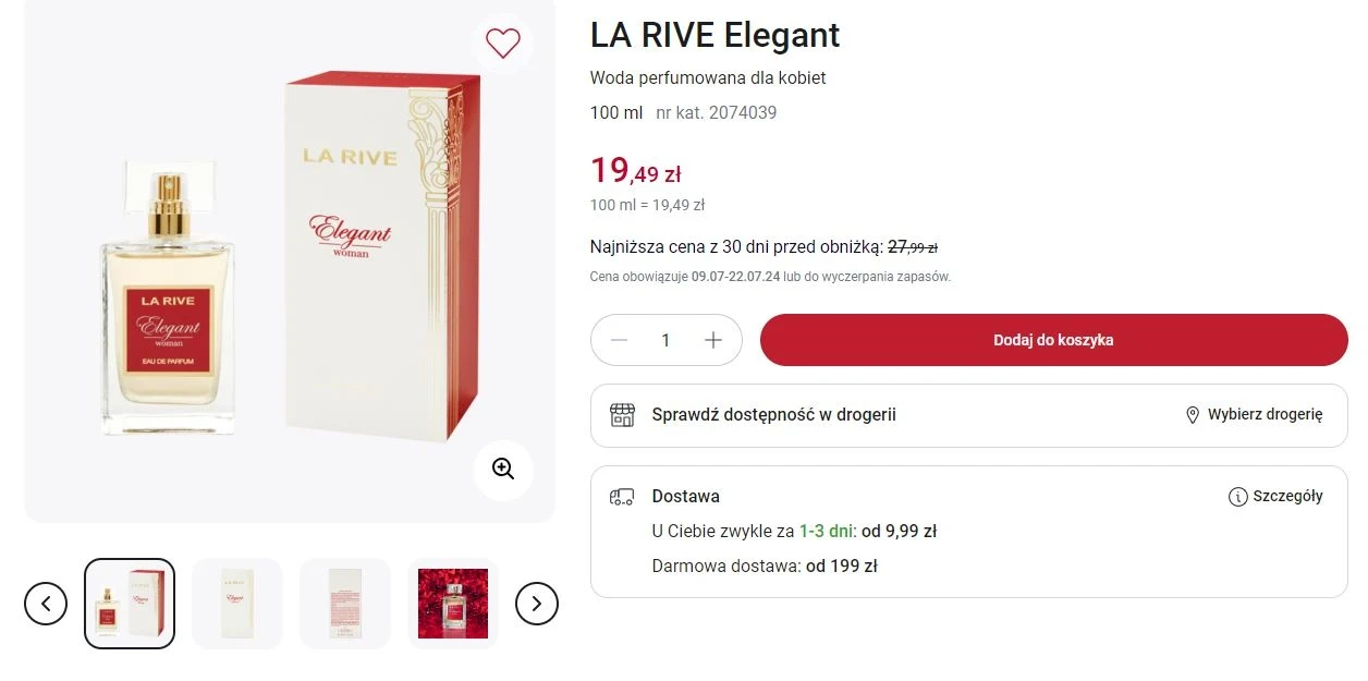 Rossmann oferuje promocję na perfumy LA RIVE Elegant!