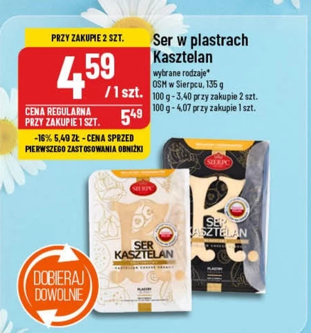 Sierpc Ser kasztelan klasyczny plastry 135 g