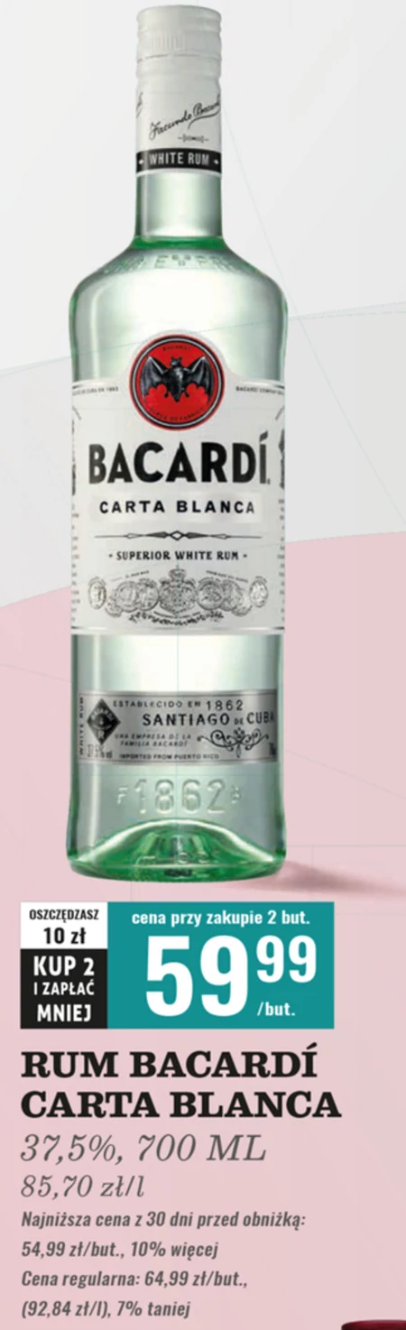 Bacardi Carta Blanca Rum 700 ml