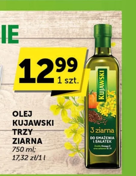Kujawski 3 ziarna Olej rzepakowy z olejami z lnu i pestek dyni 500 ml