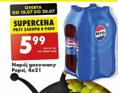 Pepsi-Cola Napój gazowany 8 l (4 x 2 l)