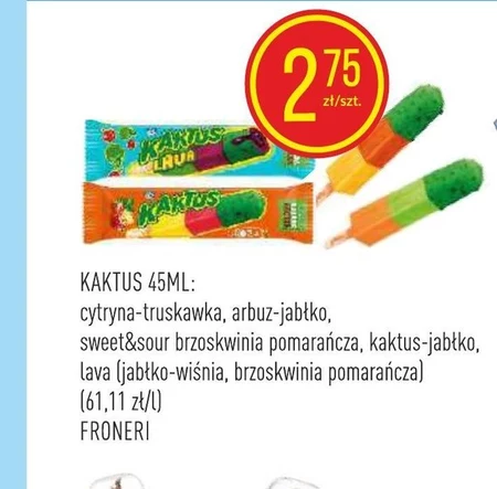 Kaktus Sweet & Sour Lody wodne o smaku brzoskwiniowym i pomarańczowym 45 ml