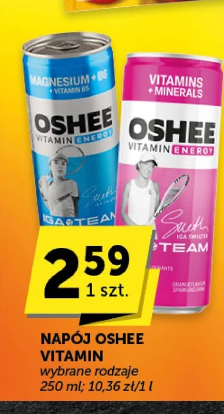 Oshee Vitamin Energy Napój gazowany o smaku owoców tropikalnych 250 ml