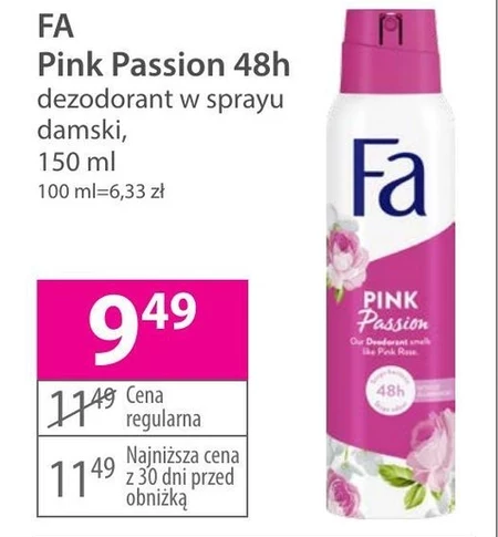 Fa Pink Passion 48 h Dezodorant w sprayu o zapachu różanym 150 ml