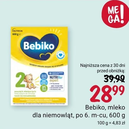 Bebiko 2 Mleko następne dla niemowląt powyżej 6. miesiąca życia 600 g